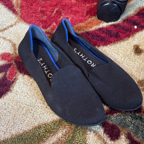 Rothy's Black Flats with Blue Highlights - Picture 1 of 9
